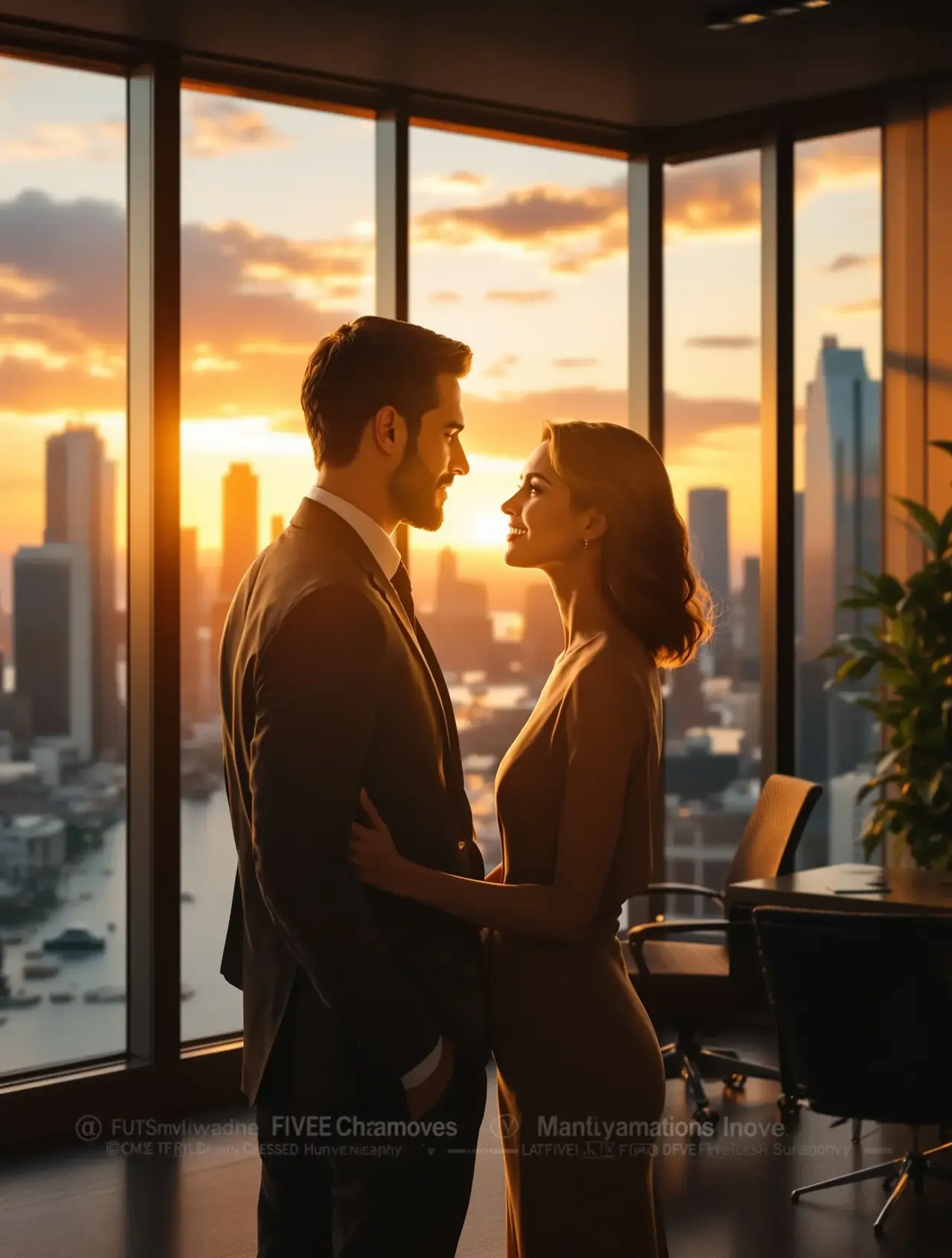 在线短剧《总裁的隐婚妻》封面海报，背靠背的总裁与女主