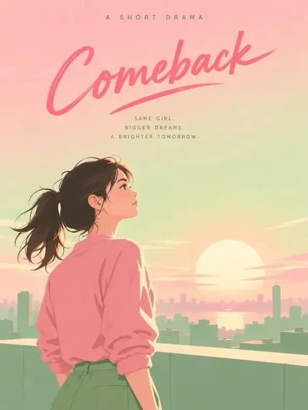 在线短剧《重生之逆风翻盘》封面海报，天台眺望朝阳的女主